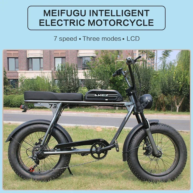 Electric Bike AKEZ 1500W Motor 48V 18AH Leisure commuting with Hydraulic Brake Electric Bicycle 20 inch mountain off-road E-bike 7 Sister Stars LLC