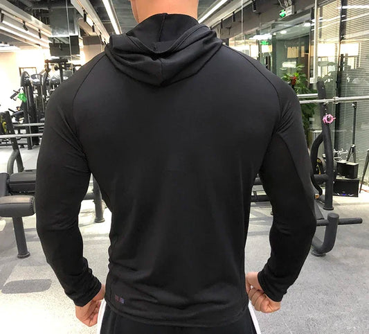 New Winter Autumn Hoodies Sport Shirt Men Hat Zipper Running Jackets Fitness Gym Sports Clothing Sport Top Men's Sportswear 2022