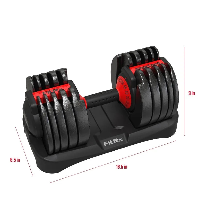 FitRx Adjustable Dumbbells, 52.5lb SmartBell Dumbbell Set with Quick-Select Weights for Home Gym 7 Sister Stars LLC