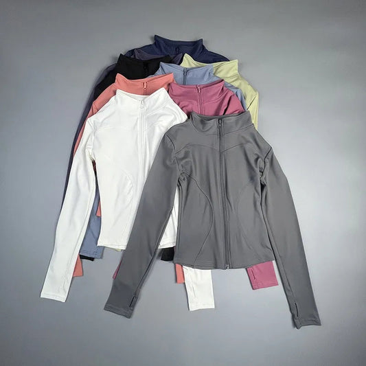 2025 New Yoga Coat Short Sports Jacket WOMEN'S Fitness Clothes Slimming Body Sculpting Zipper Yoga Jacket 7 Sister Stars LLC