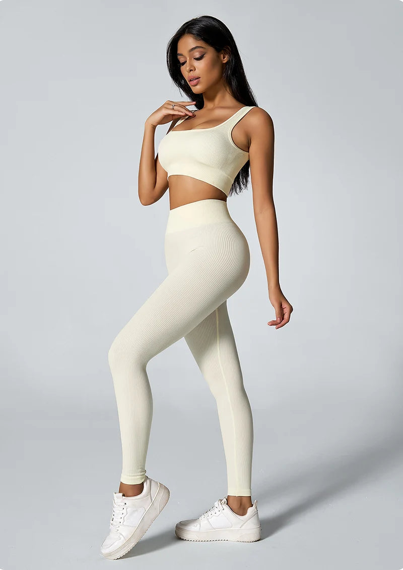 Women's seamless knitted thread yoga pants high waisted sports leggings hip lifting running training slimming and fashionable 7 Sister Stars LLC