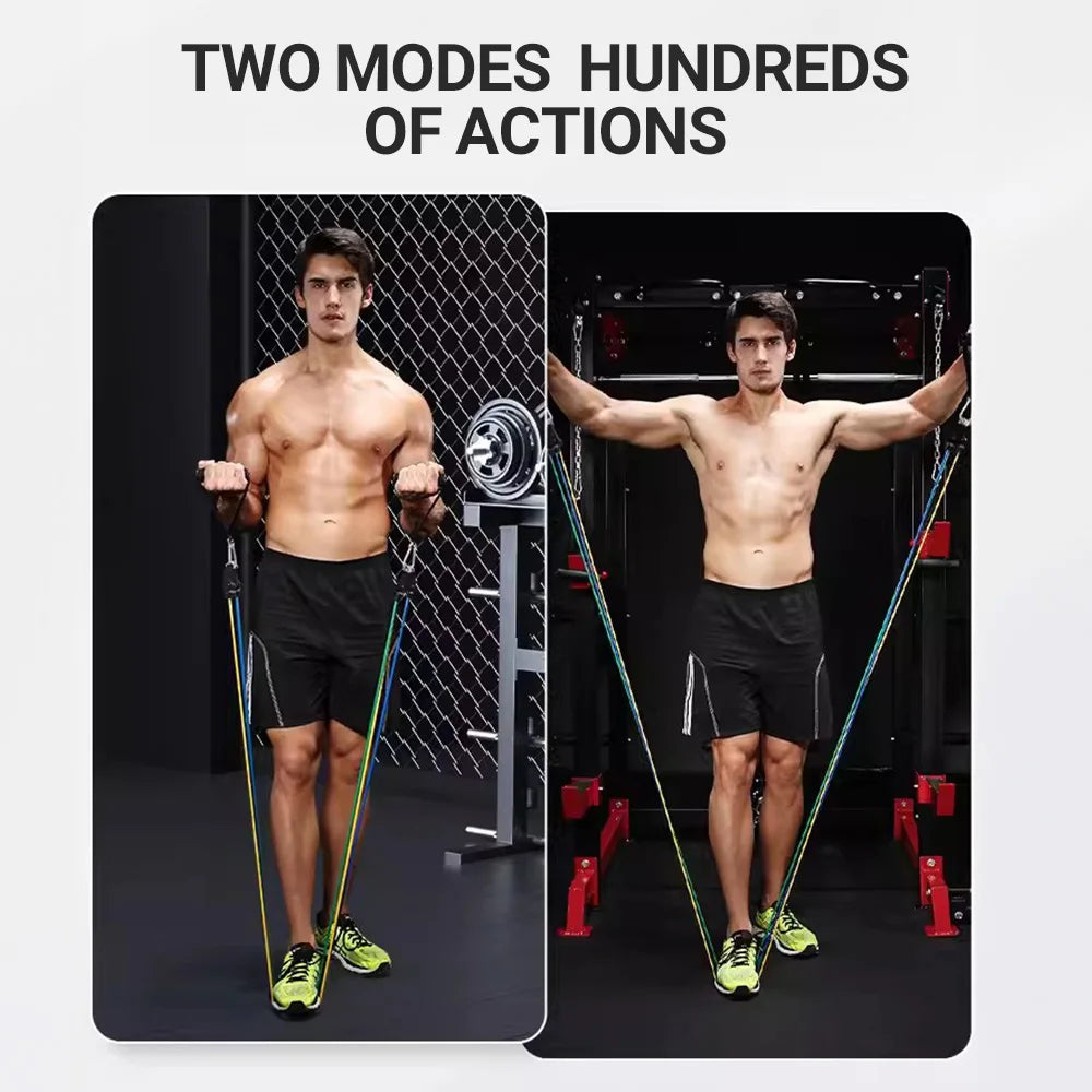 10-14pcs/Set Pull Rope Bodybuilding Resistance Bands Set Multi-function Tensioner Suit Muscle Training Belt Elastic Bands 7 Sister Stars LLC