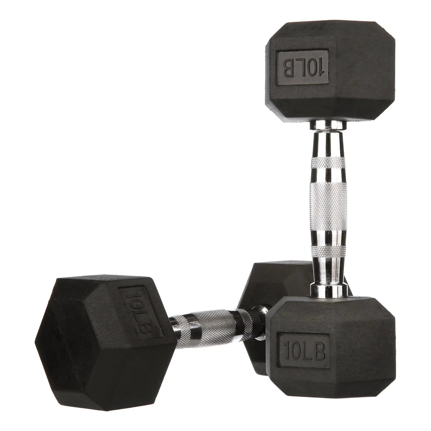 10lb Rubber Encased Hex Dumbbell Pair Black, Non-Roll Design for Home Gym, Strength Training & Weightlifting 7 Sister Stars LLC