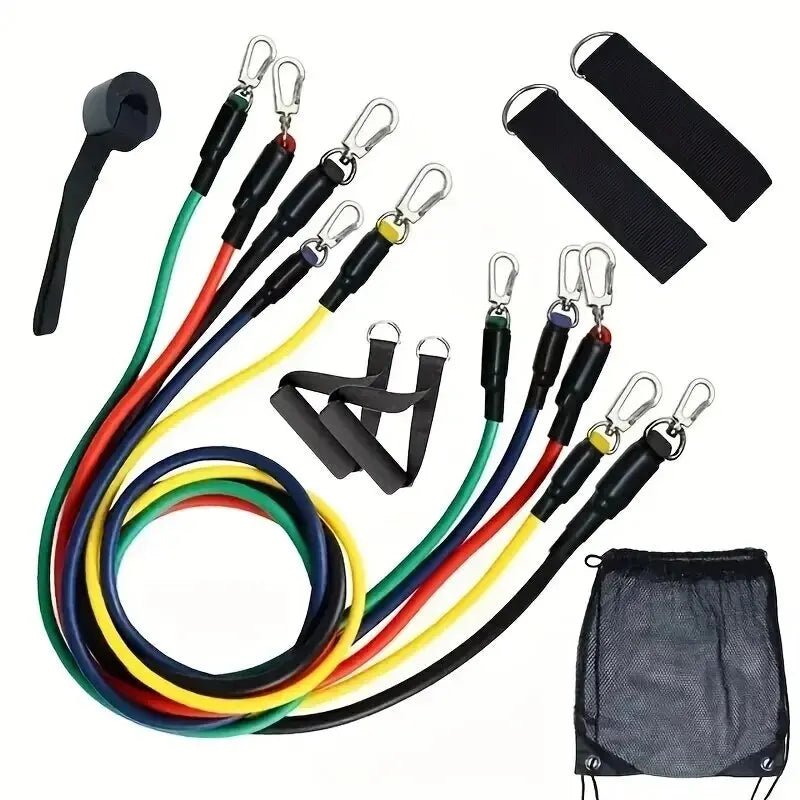 11pcs/Set Pull Rope, Resistance Bands, Portable Fitness Equipment, Ankle Strap, Chest Expander, Elastic Exercise Band 7 Sister Stars LLC