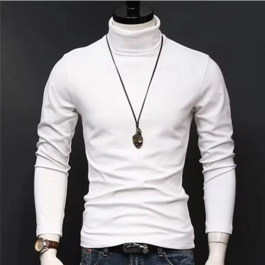 2025 New Men's keep warm Sport Casual High Neck Slim Fit Long Sleeve T-shirt turtleneck for men slim elastic thin pullover
