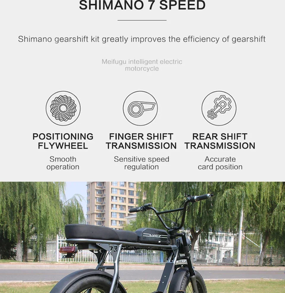 Electric Bike AKEZ 1500W Motor 48V 18AH Leisure commuting with Hydraulic Brake Electric Bicycle 20 inch mountain off-road E-bike 7 Sister Stars LLC