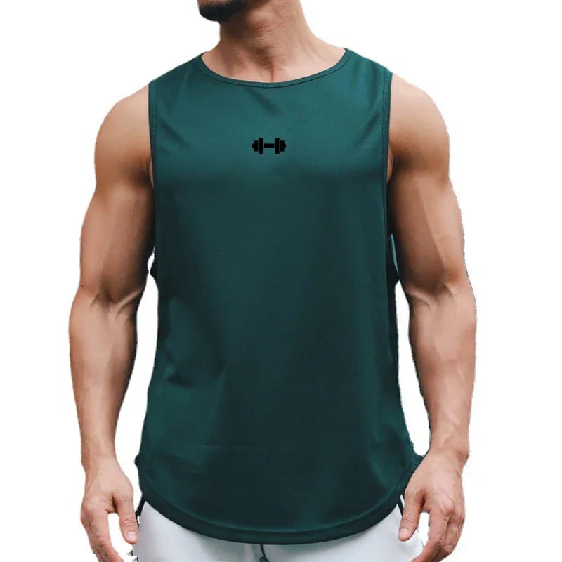 Gym Fitness Bodybuilding Sport Vests Mesh Breathable Quick Dry Running Tank Tops Mens Workout Muscle Casual Elastic T-shirts