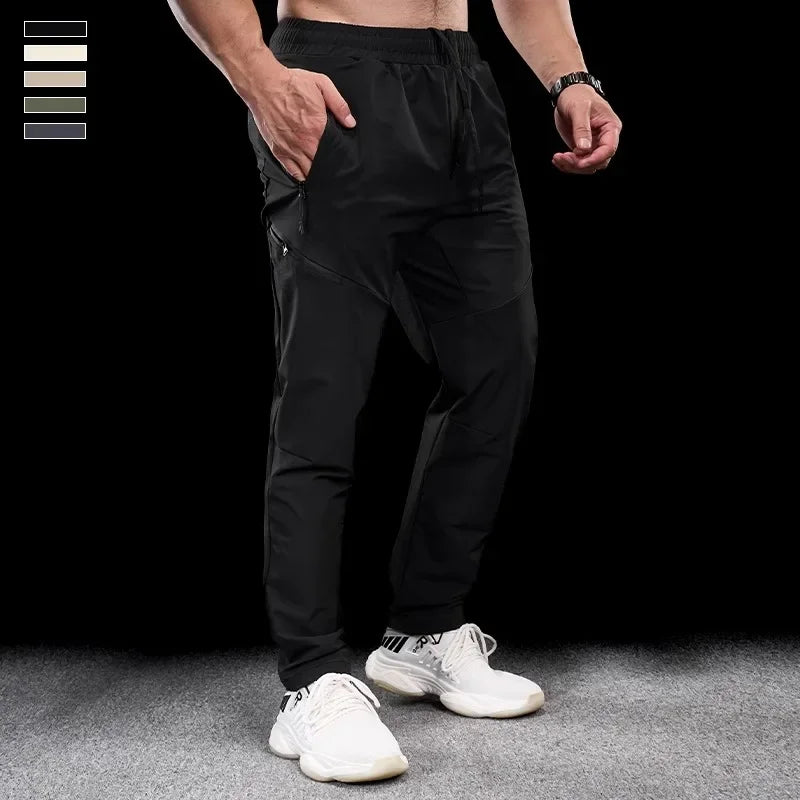 New Autumn Winter Men Quick-drying Sports Casual Trousers Gym Fitness Running Training Clothes Micro-elastic Zipper Pocket Pants 7 Sister Stars LLC