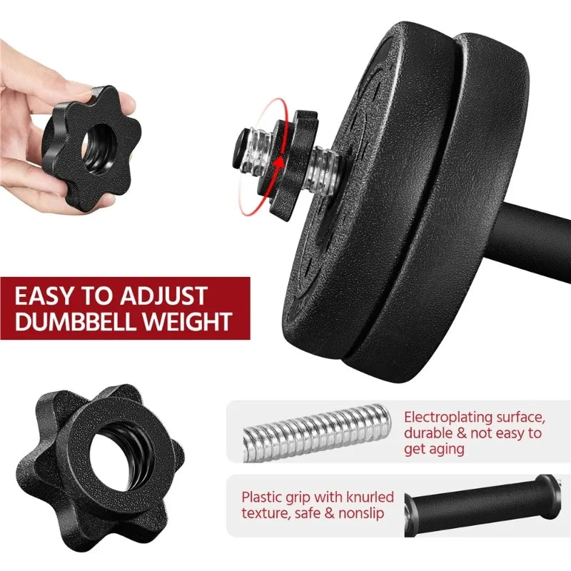 Alden Design 66 lb. Adjustable Dumbbell Free Weight Set, Black 7 Sister Stars LLC