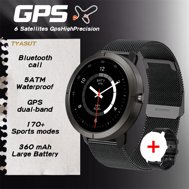 2025 New GPS Sports Smart Watch 1.32 inch AMOLED 5ATM Waterproof Outdoor Watch 360mAh Battery call Smarwatch For Men And Women