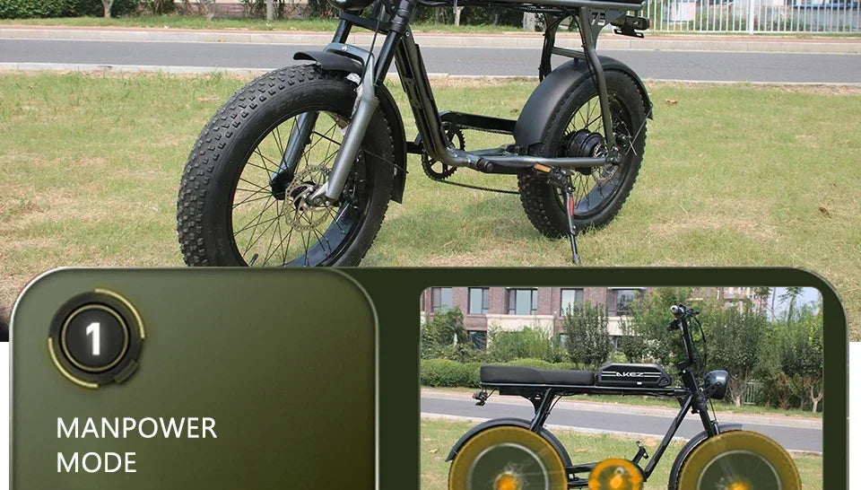 Electric Bike AKEZ 1500W Motor 48V 18AH Leisure commuting with Hydraulic Brake Electric Bicycle 20 inch mountain off-road E-bike 7 Sister Stars LLC