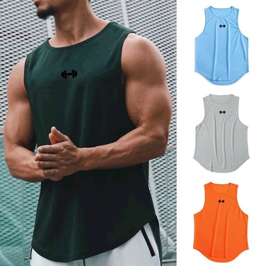 Gym Fitness Bodybuilding Sport Vests Mesh Breathable Quick Dry Running Tank Tops Mens Workout Muscle Casual Elastic T-shirts 7 Sister Stars LLC