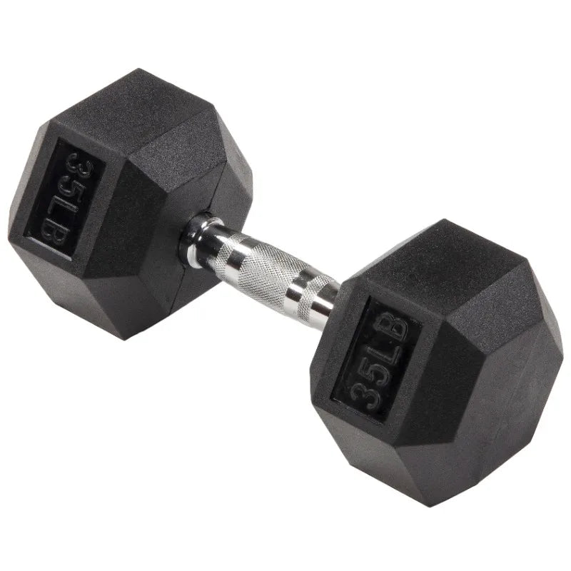 BalanceFrom Rubber Encased Hex Dumbbell, Anti-Roll, Black, 35 lb, Assembled Product Weight, Single 7 Sister Stars LLC