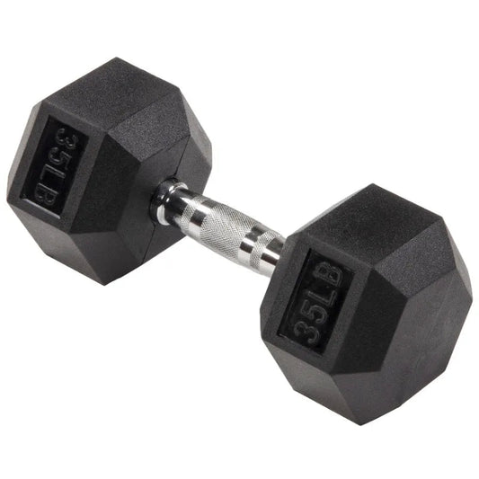BalanceFrom Rubber Encased Hex Dumbbell, Anti-Roll, Black, 35 lb, Assembled Product Weight, Single 7 Sister Stars LLC