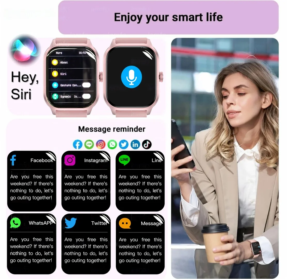 Smart Watches For Man Woman Bluetooth Call Music Fitness Tracker Sport With Waterproof Pedometer Information Alerts Smartwatch