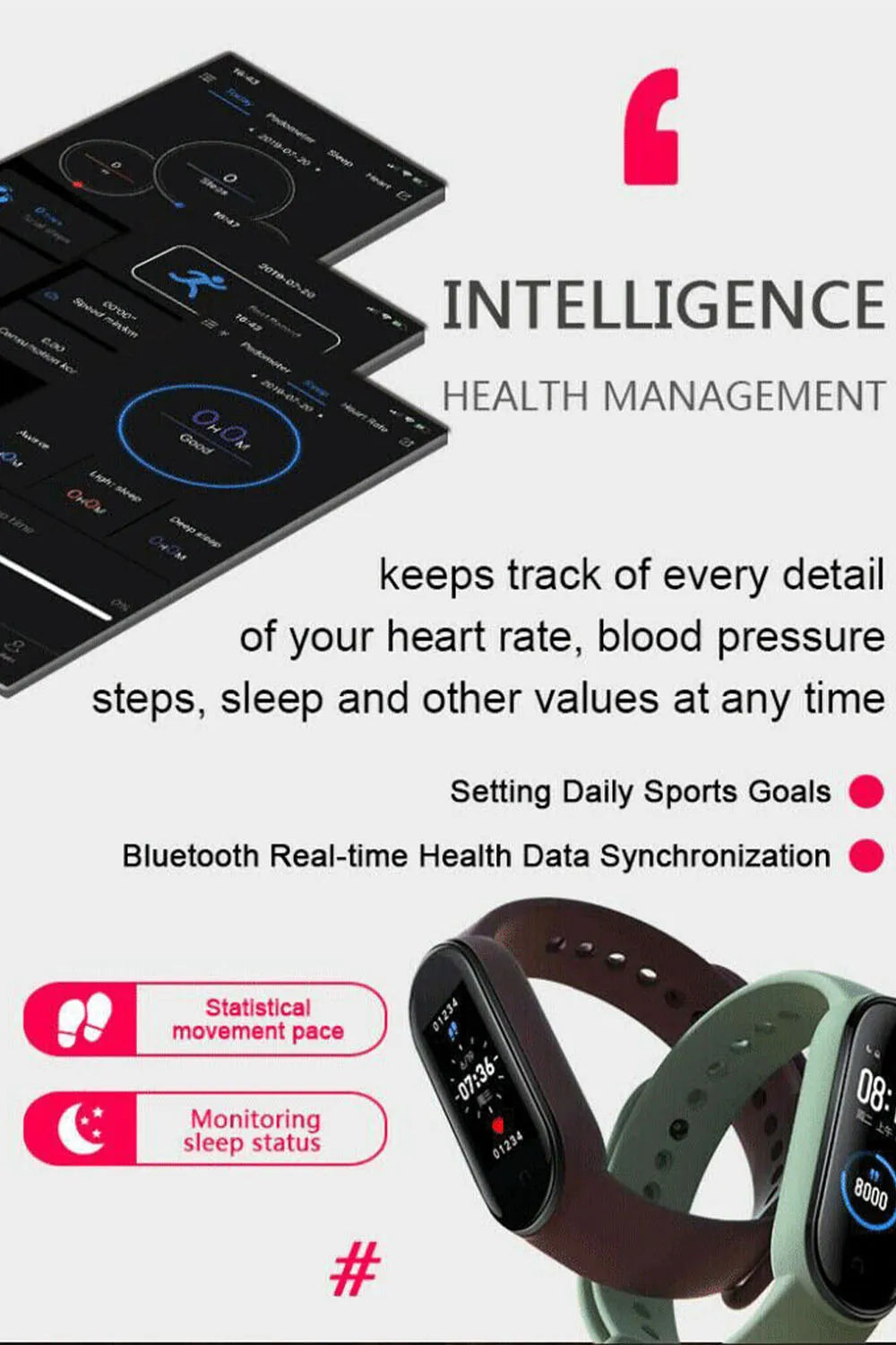 Watch Smart Bracele Mens Woman M5 Fitness Sport Wrist Pedometer Great Equipment For Monitor Computer Clock