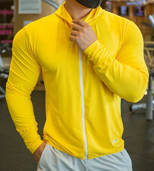 2023 High Quality Men's Jacket Sports Zip Up Long Sleeve T-shirts Quick Dry Gym Fitness Elasticity Coats Running Man Sweatshirts 7 Sister Stars LLC