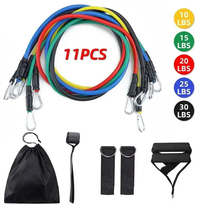 11pcs/Set Pull Rope, Resistance Bands, Portable Fitness Equipment, Ankle Strap, Chest Expander, Elastic Exercise Band 7 Sister Stars LLC