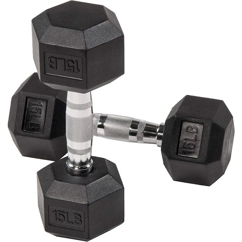 BalanceFrom Rubber Encased Hex Dumbbells, 45 lbs Pair, Black 7 Sister Stars LLC