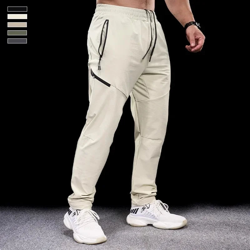 New Autumn Winter Men Quick-drying Sports Casual Trousers Gym Fitness Running Training Clothes Micro-elastic Zipper Pocket Pants 7 Sister Stars LLC
