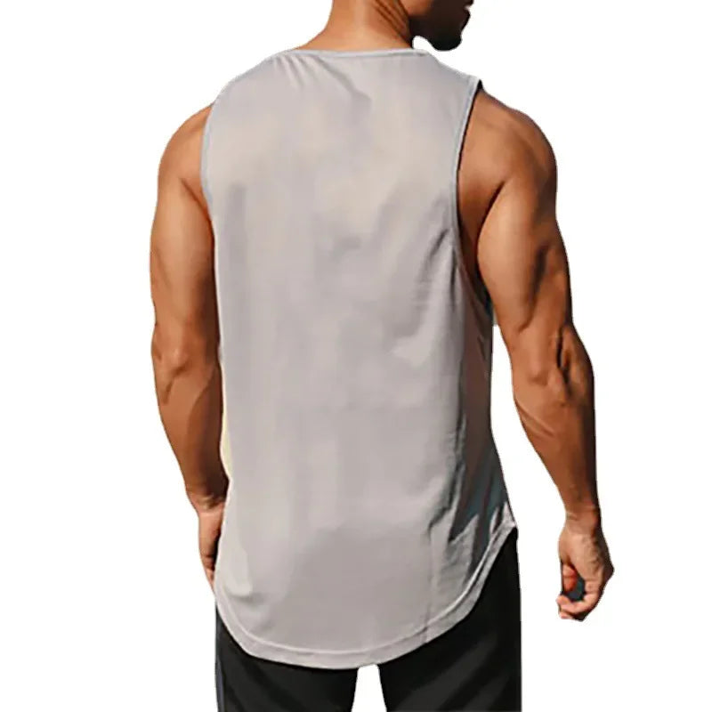 Gym Fitness Bodybuilding Sport Vests Mesh Breathable Quick Dry Running Tank Tops Mens Workout Muscle Casual Elastic T-shirts 7 Sister Stars LLC