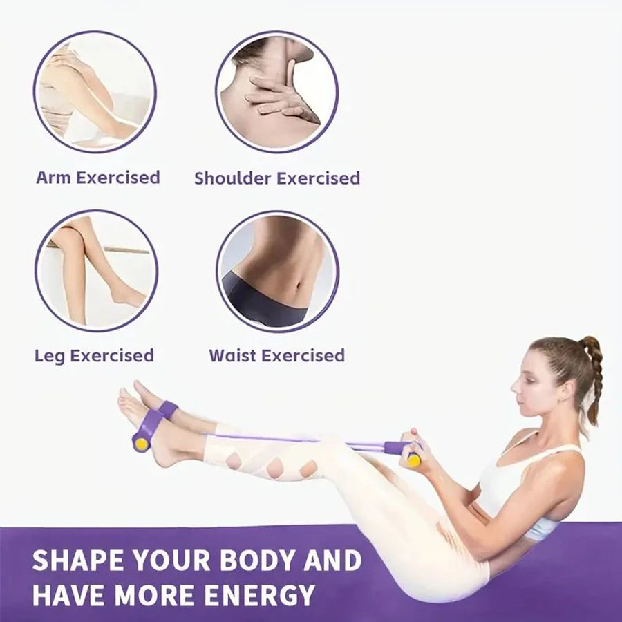 1PC6-tube elastic yoga pedal pull resistance band, suitable for abdominal/waist/arm/leg stretching slimming training 7 Sister Stars LLC