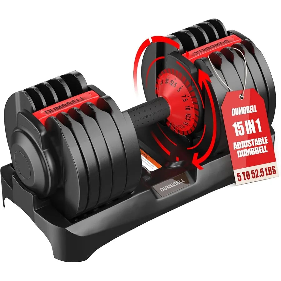 Adjustable Dumbbells Set with AntiSlip Handle and Dual Safety Locking System for Full Body Workout: Versatile 25 52.5 55 LBS We