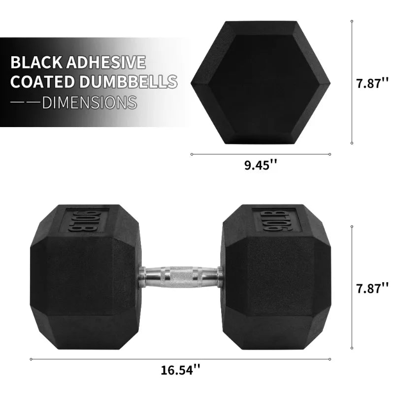 BalanceFrom Rubber Encased Hex Dumbbells, 45 lbs Pair, Black 7 Sister Stars LLC