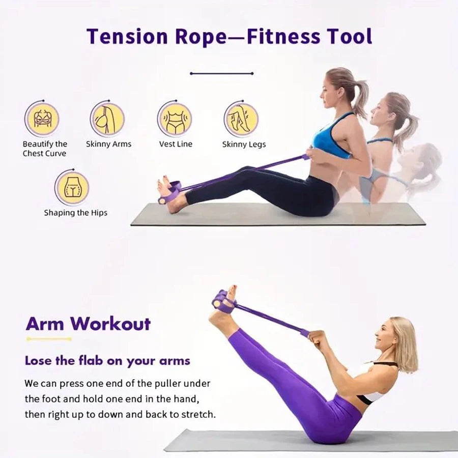 1PC6-tube elastic yoga pedal pull resistance band, suitable for abdominal/waist/arm/leg stretching slimming training