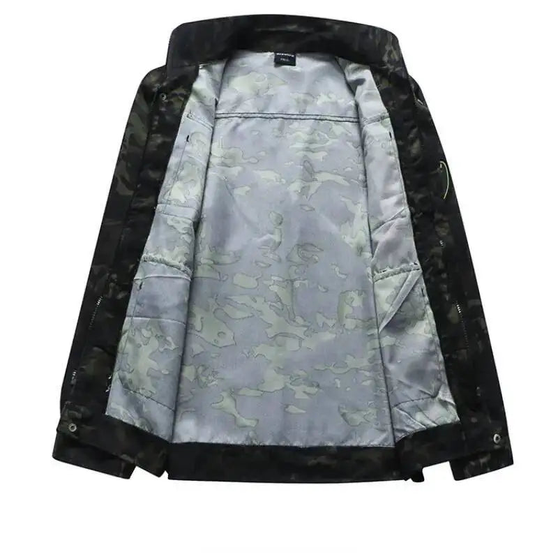 Hunting Wear Resistant Sets Men Spring Autumn Multi Pocket Camo Suits Male Outdoor Training Fishing Cargo Set