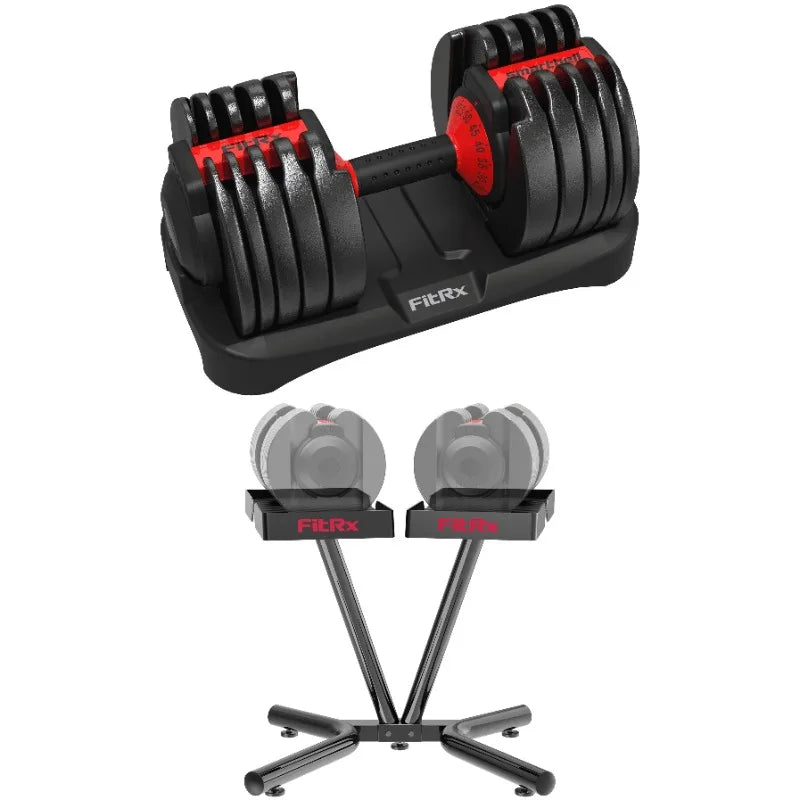 FitRx Adjustable Dumbbells, 52.5lb SmartBell Dumbbell Set with Quick-Select Weights for Home Gym 7 Sister Stars LLC