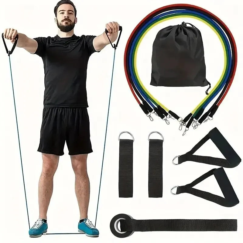 11pcs/Set Pull Rope, Resistance Bands, Portable Fitness Equipment, Ankle Strap, Chest Expander, Elastic Exercise Band 7 Sister Stars LLC