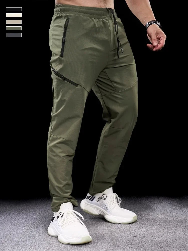 New Autumn Winter Men Quick-drying Sports Casual Trousers Gym Fitness Running Training Clothes Micro-elastic Zipper Pocket Pants 7 Sister Stars LLC