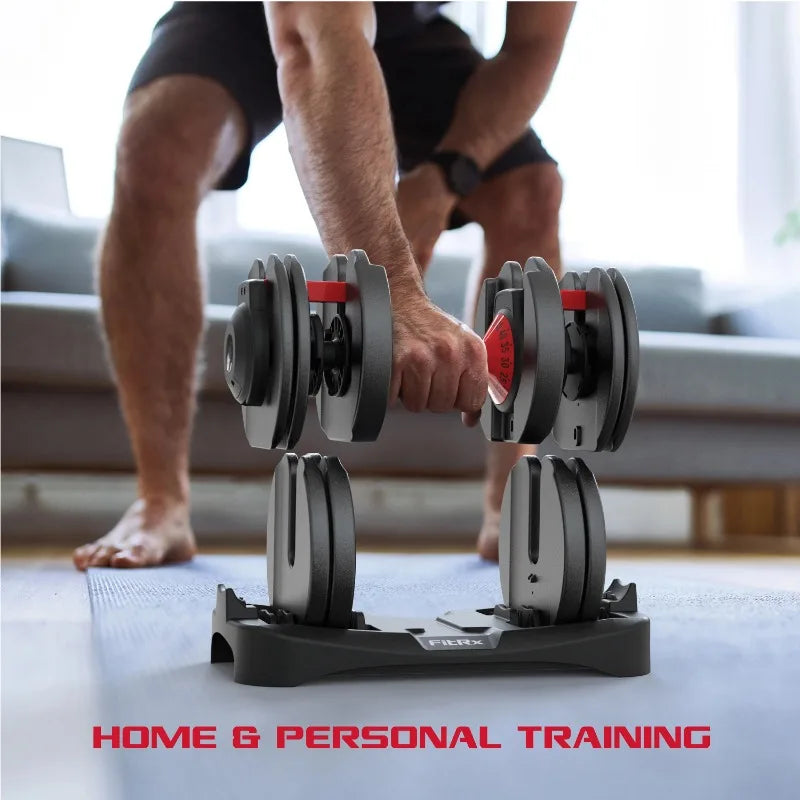FitRx Adjustable Dumbbells, 52.5lb SmartBell Dumbbell Set with Quick-Select Weights for Home Gym 7 Sister Stars LLC