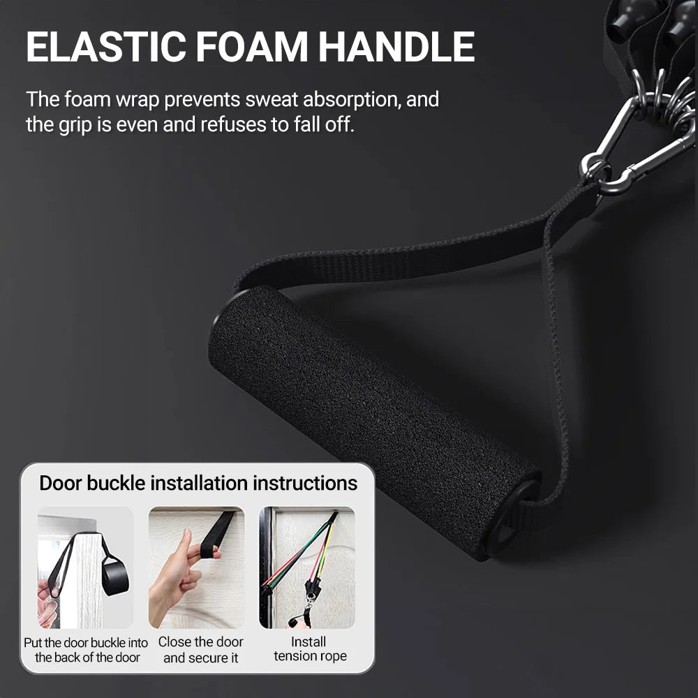 10-14pcs/Set Pull Rope Bodybuilding Resistance Bands Set Multi-function Tensioner Suit Muscle Training Belt Elastic Bands 7 Sister Stars LLC