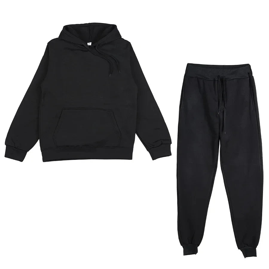 Men's Autumn and Winter New Solid Color Hoodie+pants Two-piece Set Fashionable Casual Sports Set Size S-3XL Tracksuit