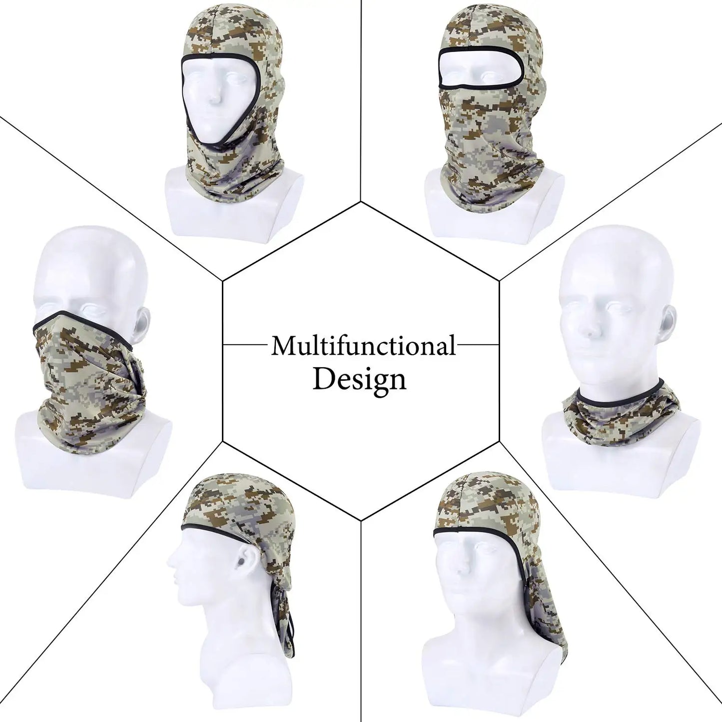 Tactical Military Camo Balaclava Ski Face Mask UV Protector for Man Women Hunting Fishing Motorcycle Windproof