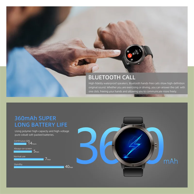 2025 New GPS Sports Smart Watch 1.32 inch AMOLED 5ATM Waterproof Outdoor Watch 360mAh Battery call Smarwatch For Men And Women