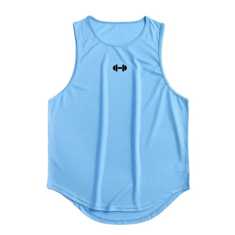 Gym Fitness Bodybuilding Sport Vests Mesh Breathable Quick Dry Running Tank Tops Mens Workout Muscle Casual Elastic T-shirts 7 Sister Stars LLC