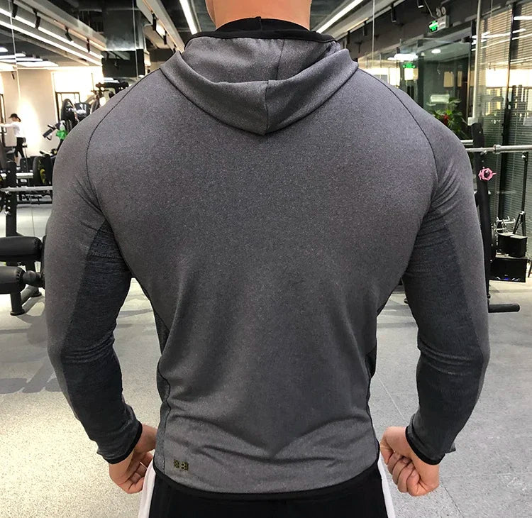 New Winter Autumn Hoodies Sport Shirt Men Hat Zipper Running Jackets Fitness Gym Sports Clothing Sport Top Men's Sportswear 2022