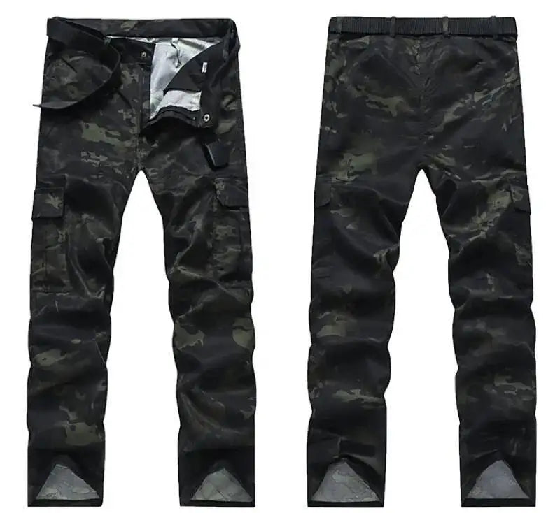 Hunting Wear Resistant Sets Men Spring Autumn Multi Pocket Camo Suits Male Outdoor Training Fishing Cargo Set