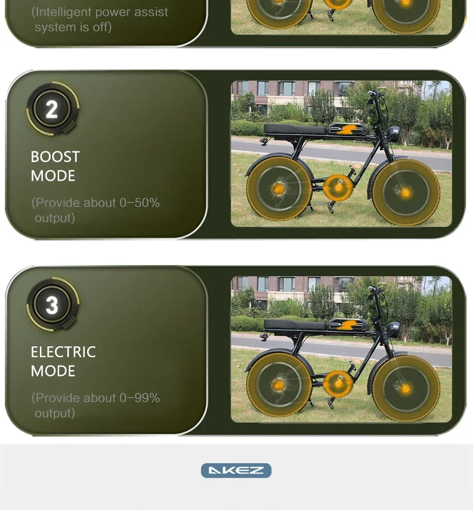 Electric Bike AKEZ 1500W Motor 48V 18AH Leisure commuting with Hydraulic Brake Electric Bicycle 20 inch mountain off-road E-bike 7 Sister Stars LLC