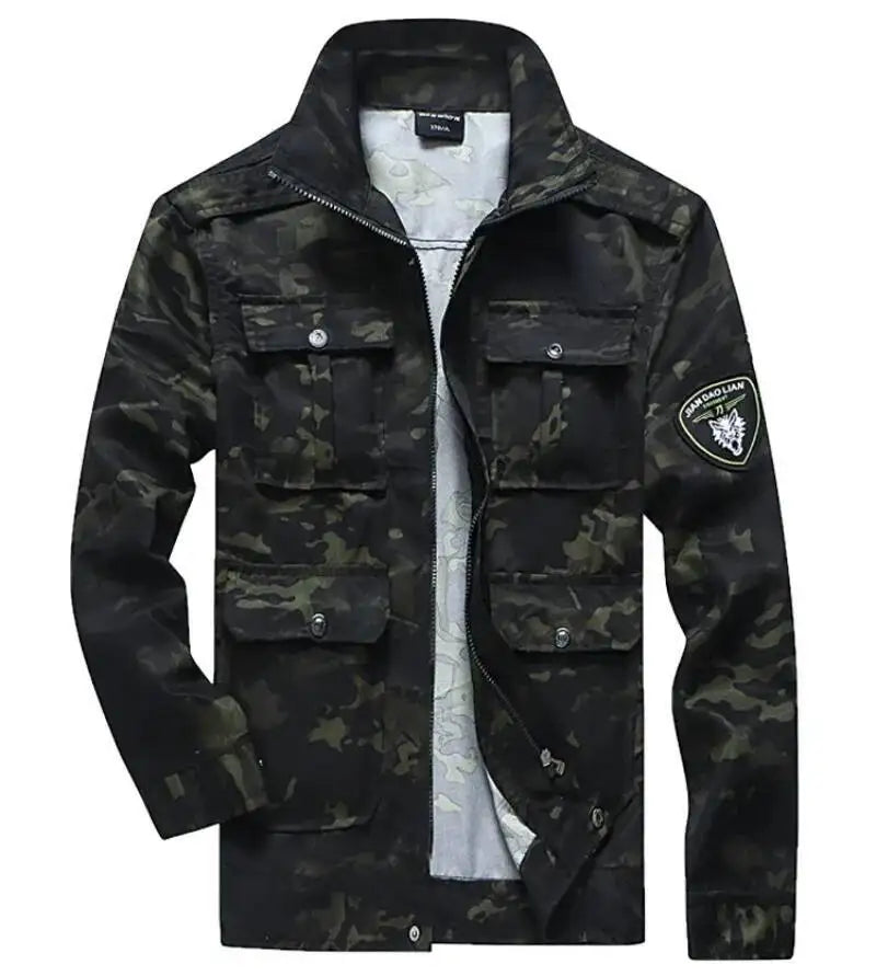 Hunting Wear Resistant Sets Men Spring Autumn Multi Pocket Camo Suits Male Outdoor Training Fishing Cargo Set