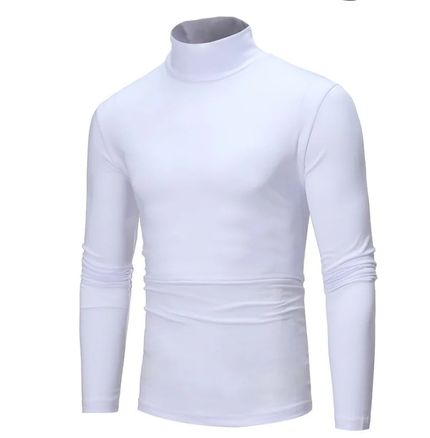 2023 new Men's High Neck Slim Fit Long Sleeve T-shirt turtleneck for men slim elastic thin pullover