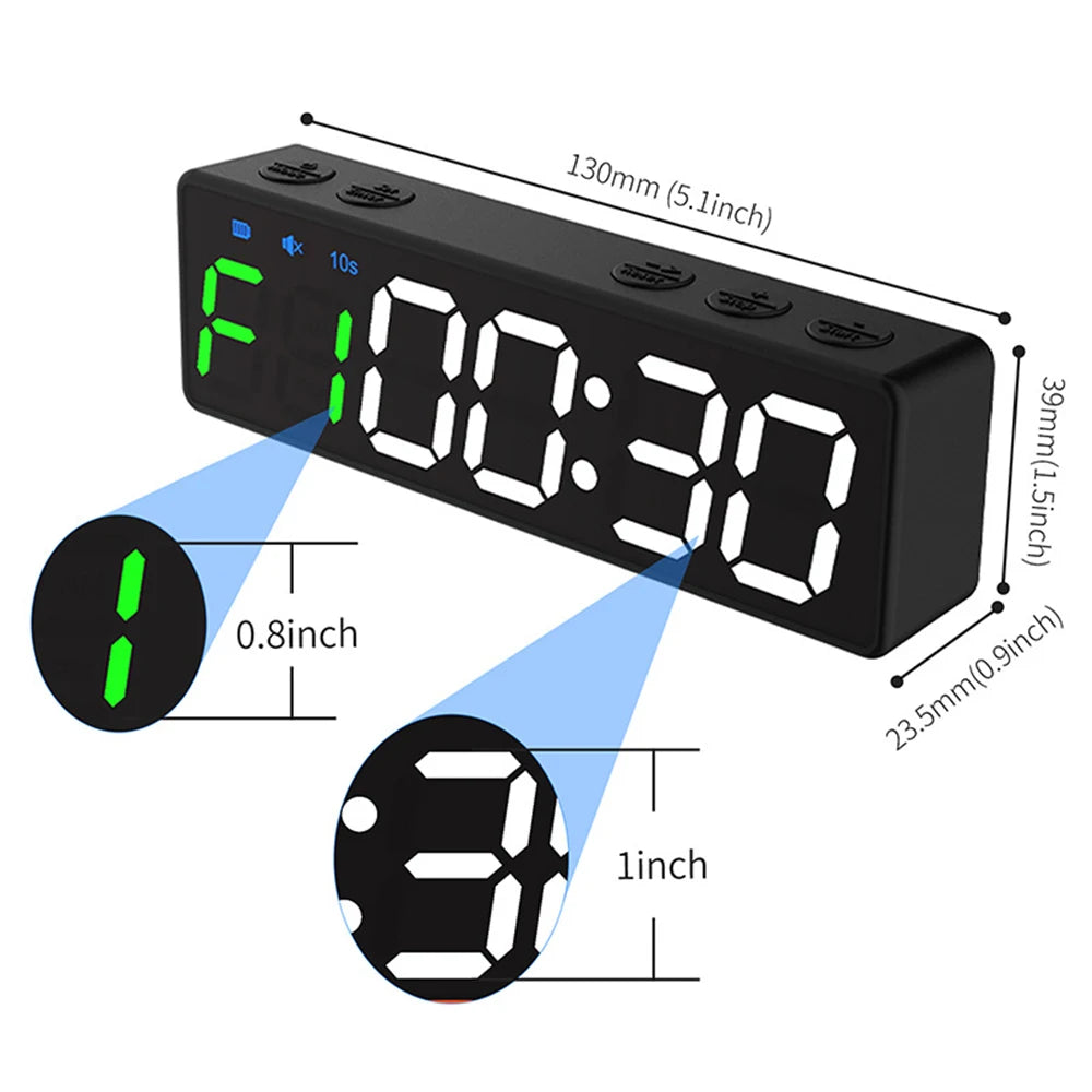 Gym Timer Mini Gym Timer Rechargeable Stopwatch Portable Countdown/up Clock with Magnetic Back for Home Gym Fitness Training