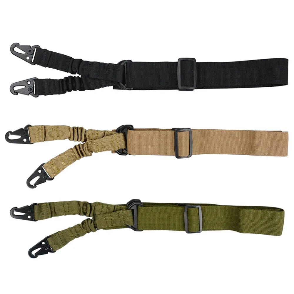 Two Points Rifle Sling with Length Adjuster Traditional Sling with Metal Hook Adjustable Outdoor Hunting Shotgun Belts