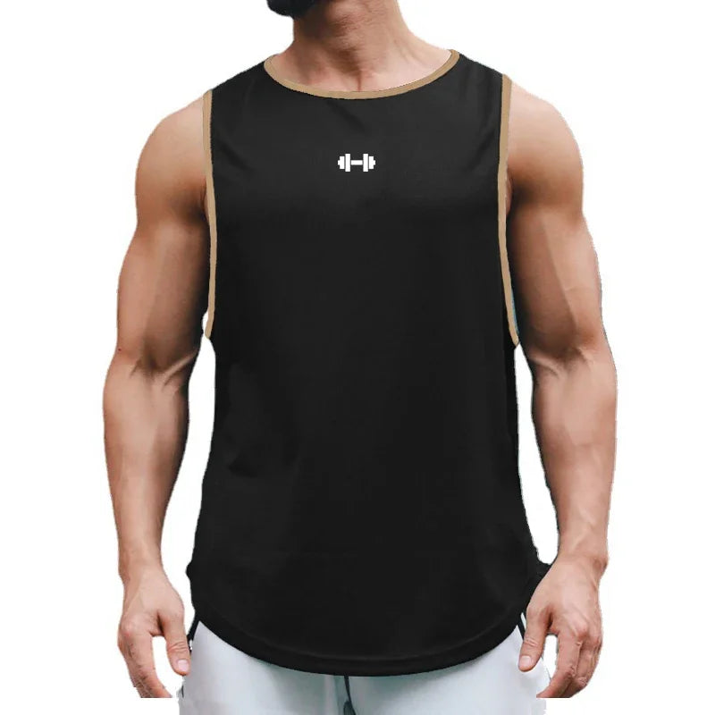 Gym Fitness Bodybuilding Sport Vests Mesh Breathable Quick Dry Running Tank Tops Mens Workout Muscle Casual Elastic T-shirts