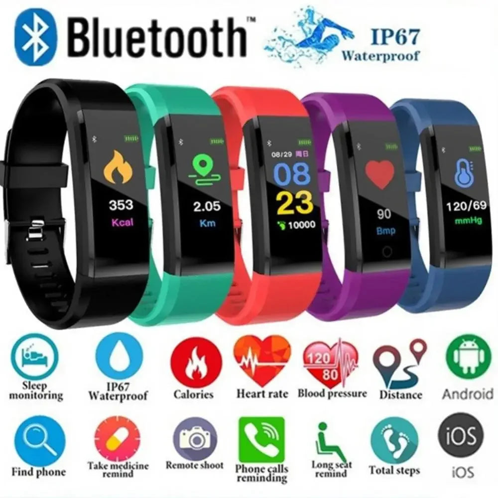 Next-Gen 115Plus Smart Watch for Men & Women: IP68 Waterproof, Fitness Tracker Sport Watch, HR/BP Monitor*