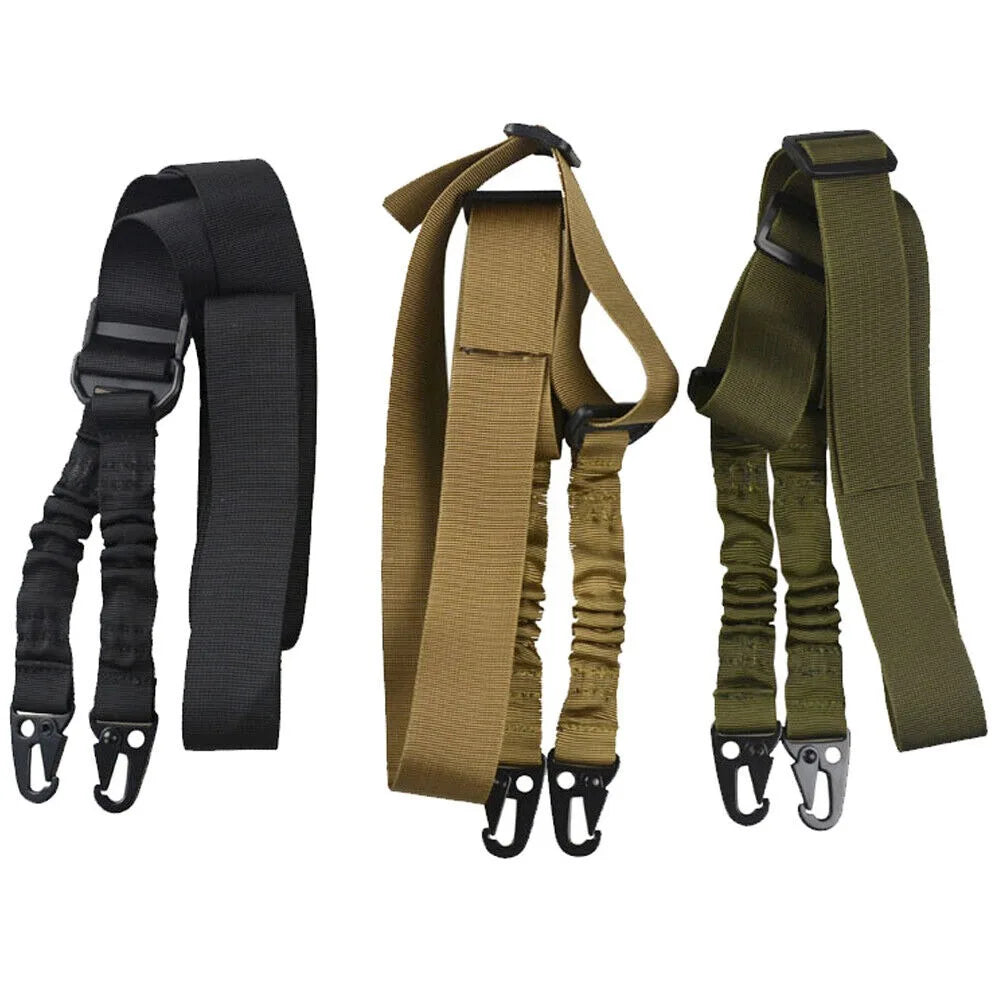 Two Points Rifle Sling with Length Adjuster Traditional Sling with Metal Hook Adjustable Outdoor Hunting Shotgun Belts
