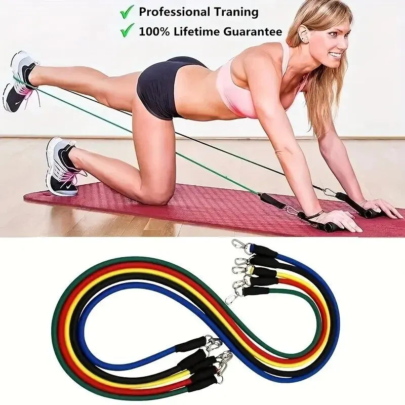 11pcs/Set Pull Rope, Resistance Bands, Portable Fitness Equipment, Ankle Strap, Chest Expander, Elastic Exercise Band 7 Sister Stars LLC